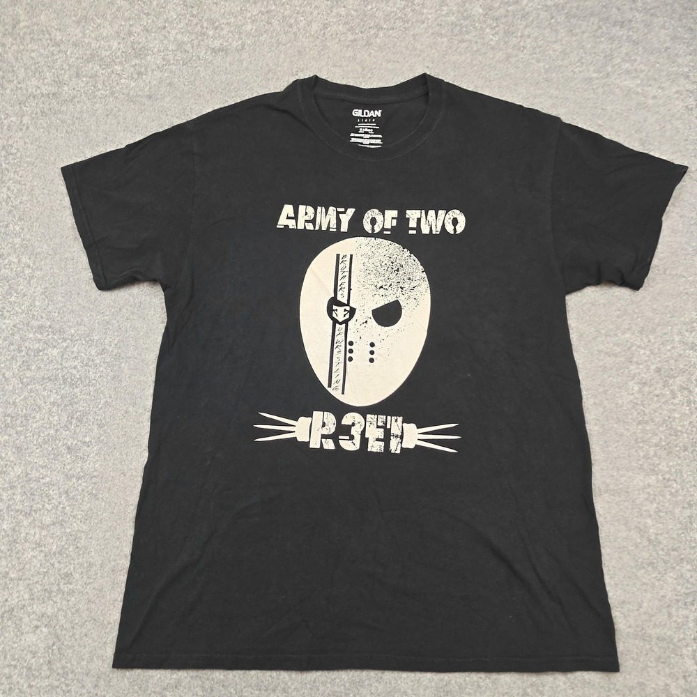 Gildan Shirt Mens Large Black Army Of Two R3ED Wrestling Mask Graphic Tee